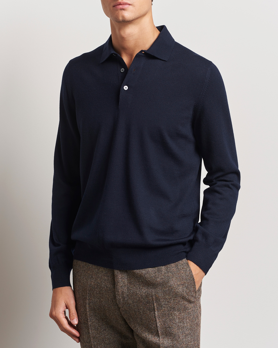 Heren |  | Gran Sasso | Merino Fashion Fit Polo Navy