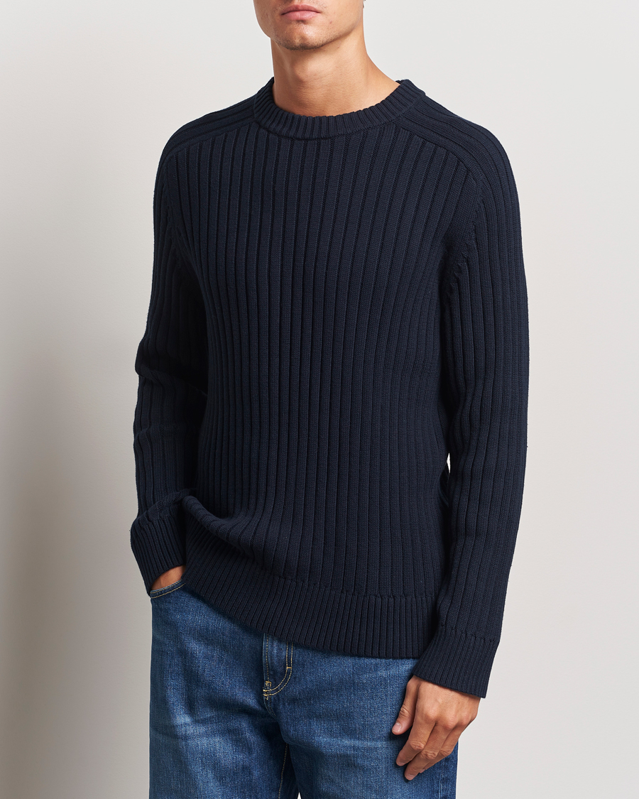 Heren | Truien | A Day\'s March | Elmer Cotton Knit Sweater Navy