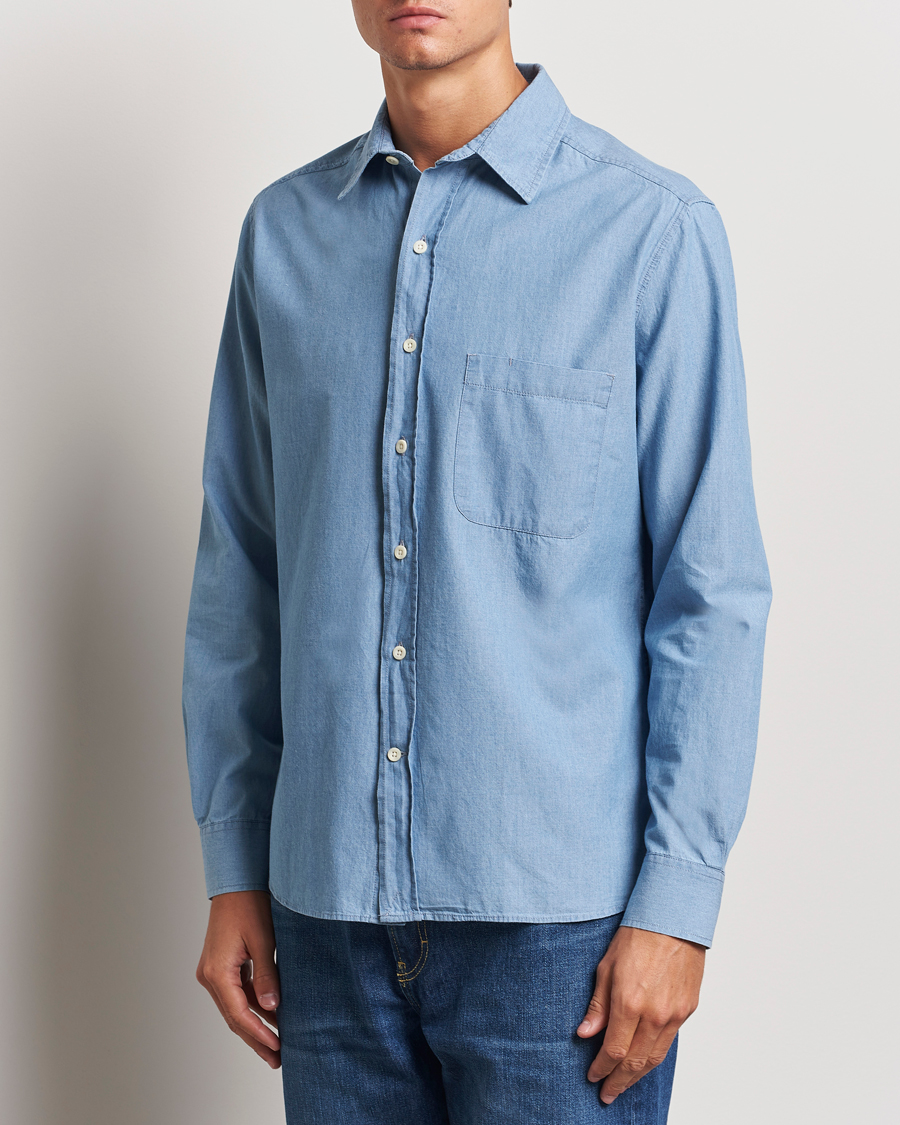 Heren |  | A Day\'s March | Will Chambray Shirt Light Blue