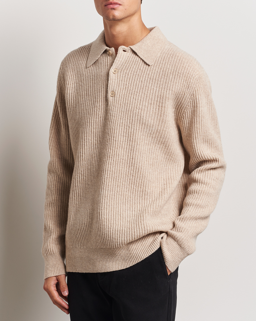 Heren | Truien | A Day\'s March | Dover Lambswool Polo Sand Melange