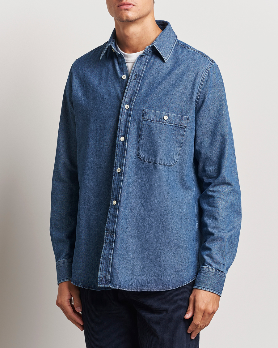 Heren |  | A Day\'s March | Mason Sturdy Denim Shirt Indigo Blue