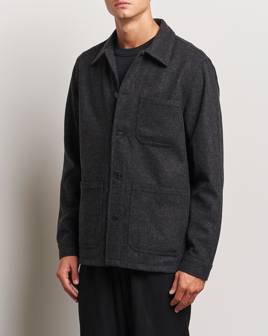 Heren | Business & Beyond | A Day\'s March | Original Wool Overshirt Charcoal