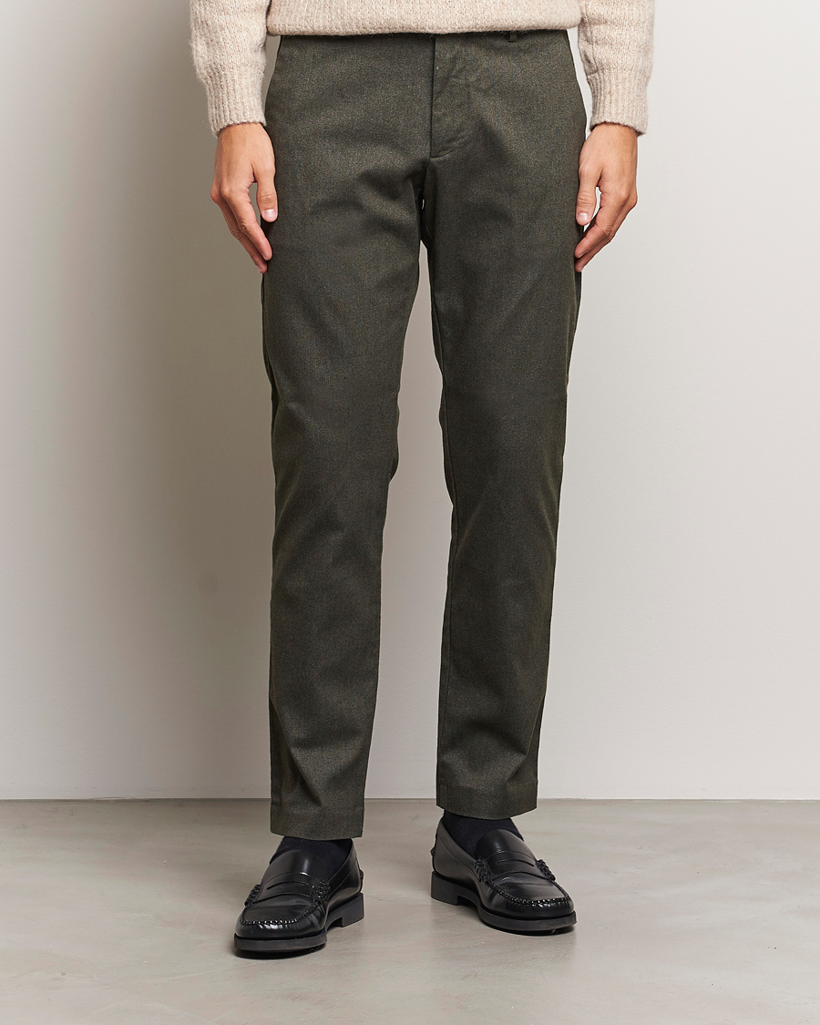 Heren |  | NN07 | Theo Brushed Cotton Trousers Dark Army