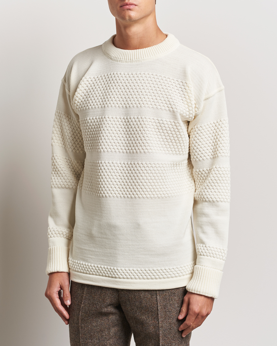 Heren |  | S.N.S. Herning | Fisherman Wool Crew Neck Sweater Natural White