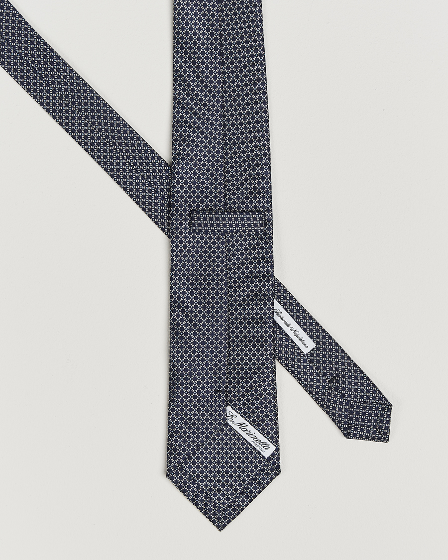 Heren |  | E. Marinella | 3-Fold Printed Silk Tie Navy/White