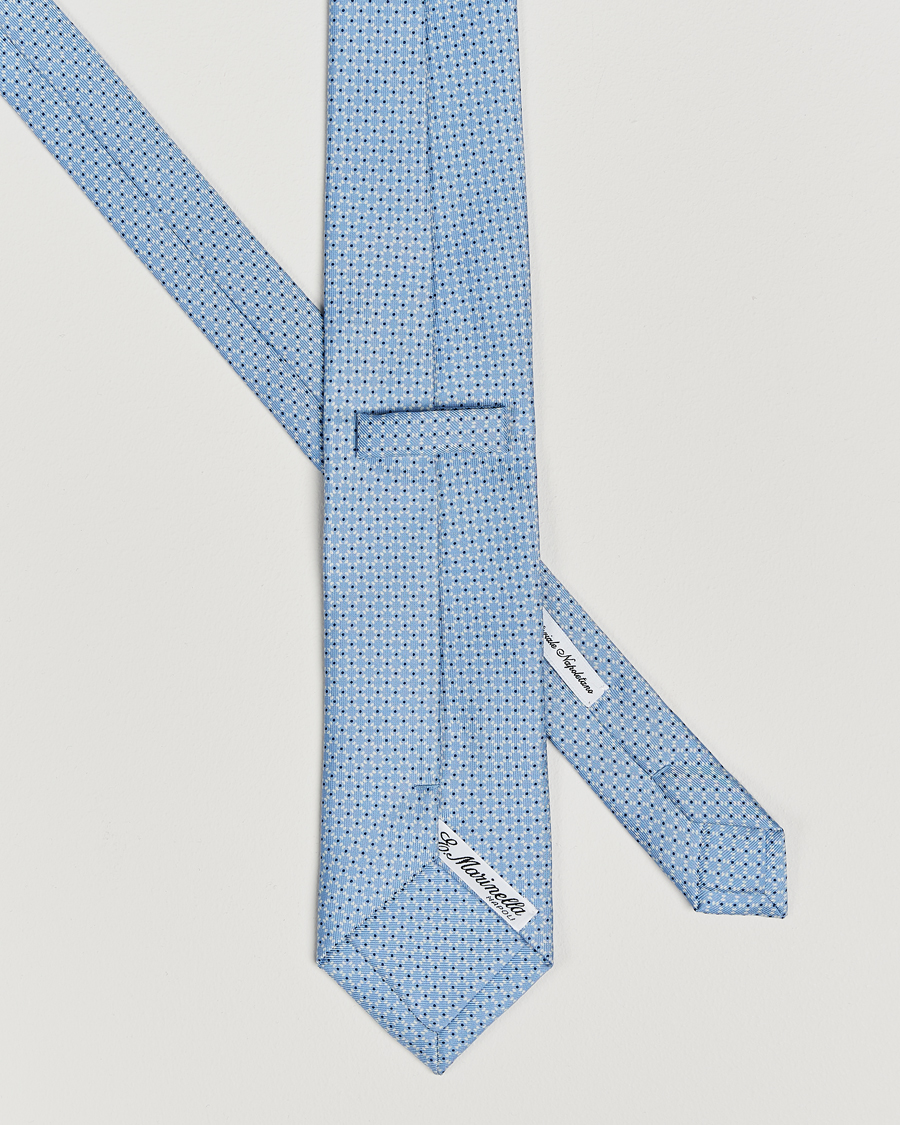 Heren |  | E. Marinella | 3-Fold Printed Silk Tie Light Blue