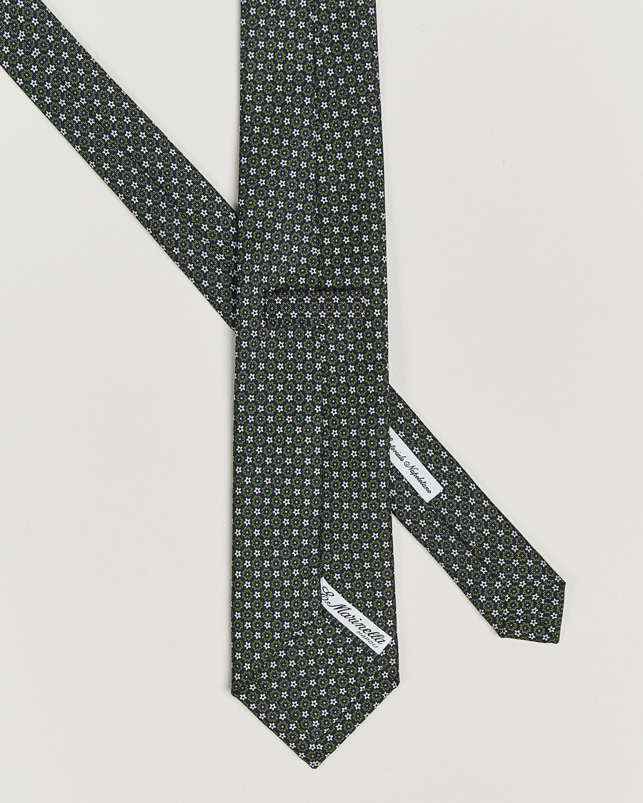 Heren |  | E. Marinella | 3-Fold Printed Silk Tie Navy/Green