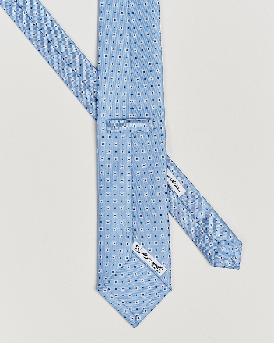 Heren |  | E. Marinella | 3-Fold Printed Silk Tie Light Blue