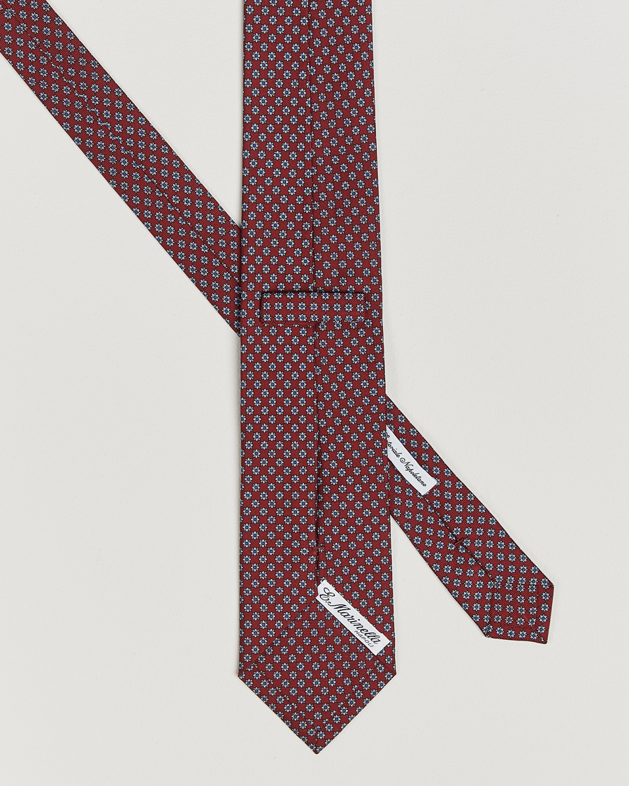 Heren |  | E. Marinella | 3-Fold Printed Silk Tie Burgundy