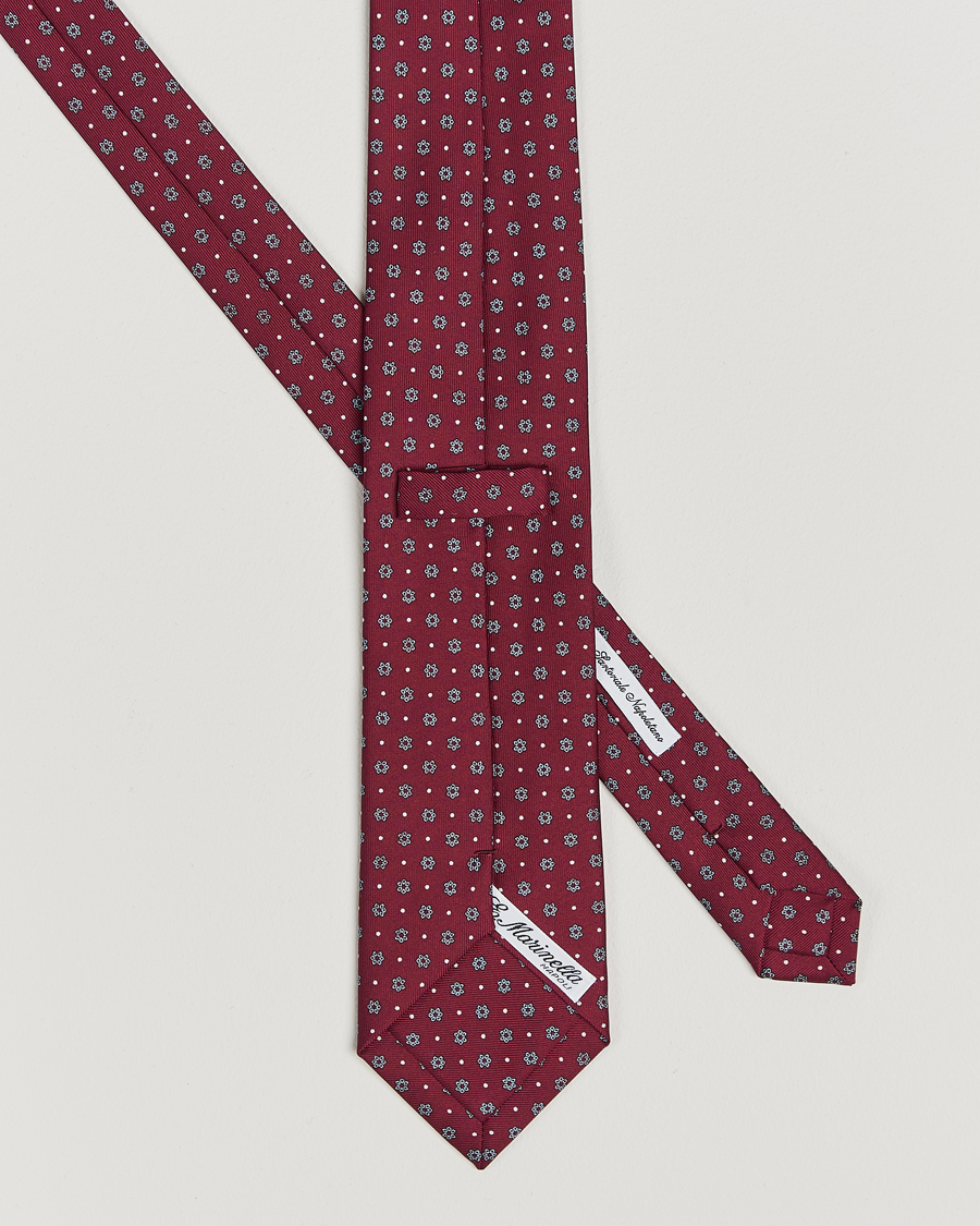 Heren |  | E. Marinella | 3-Fold Printed Silk Tie Burgundy