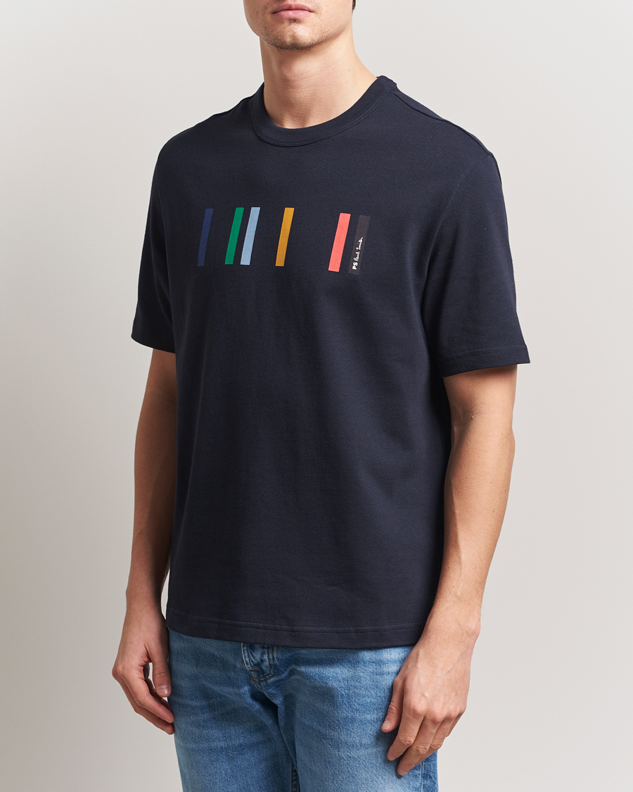 Heren | T-shirts | PS Paul Smith | Stripe Printed T-Shirt Navy