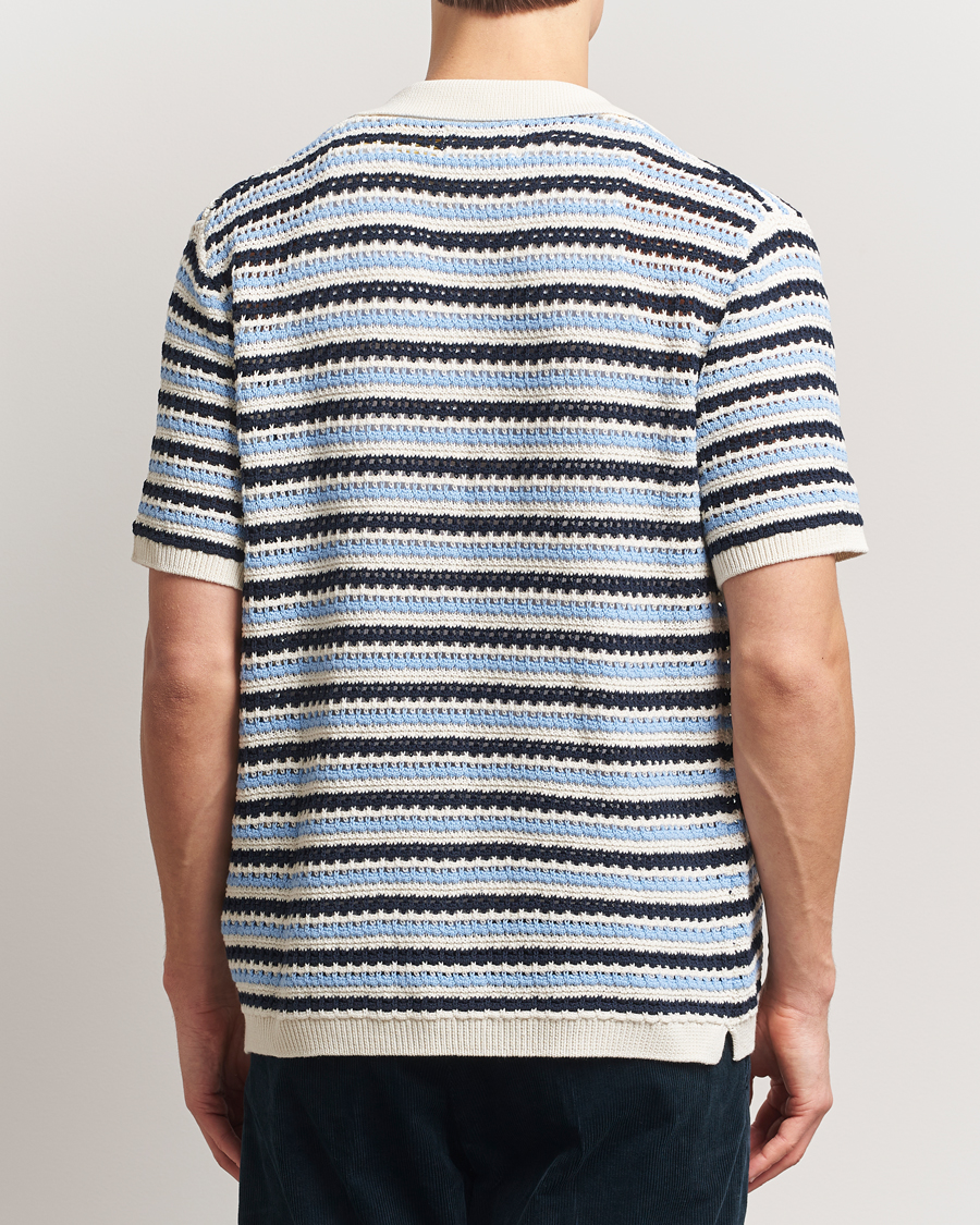 Heren | Overhemden | NN07 | Henry Knitted Short Sleeve Shirt Blue Multi