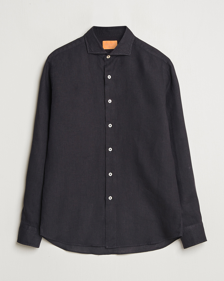Heren | Overhemden | Grigio | Linen Casual Shirt Black