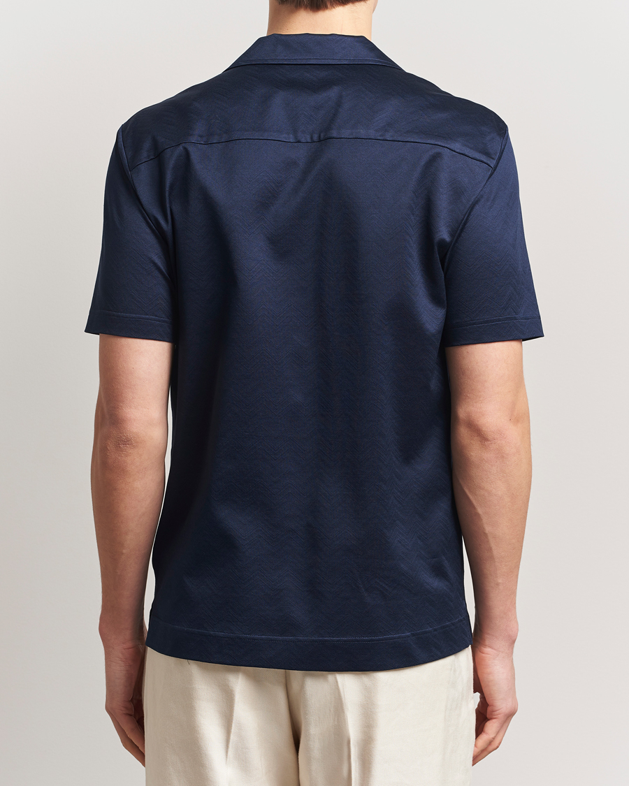 Heren | Overhemden | Eton | Filo Di Scozia Short Sleeve Shirt Navy Blue