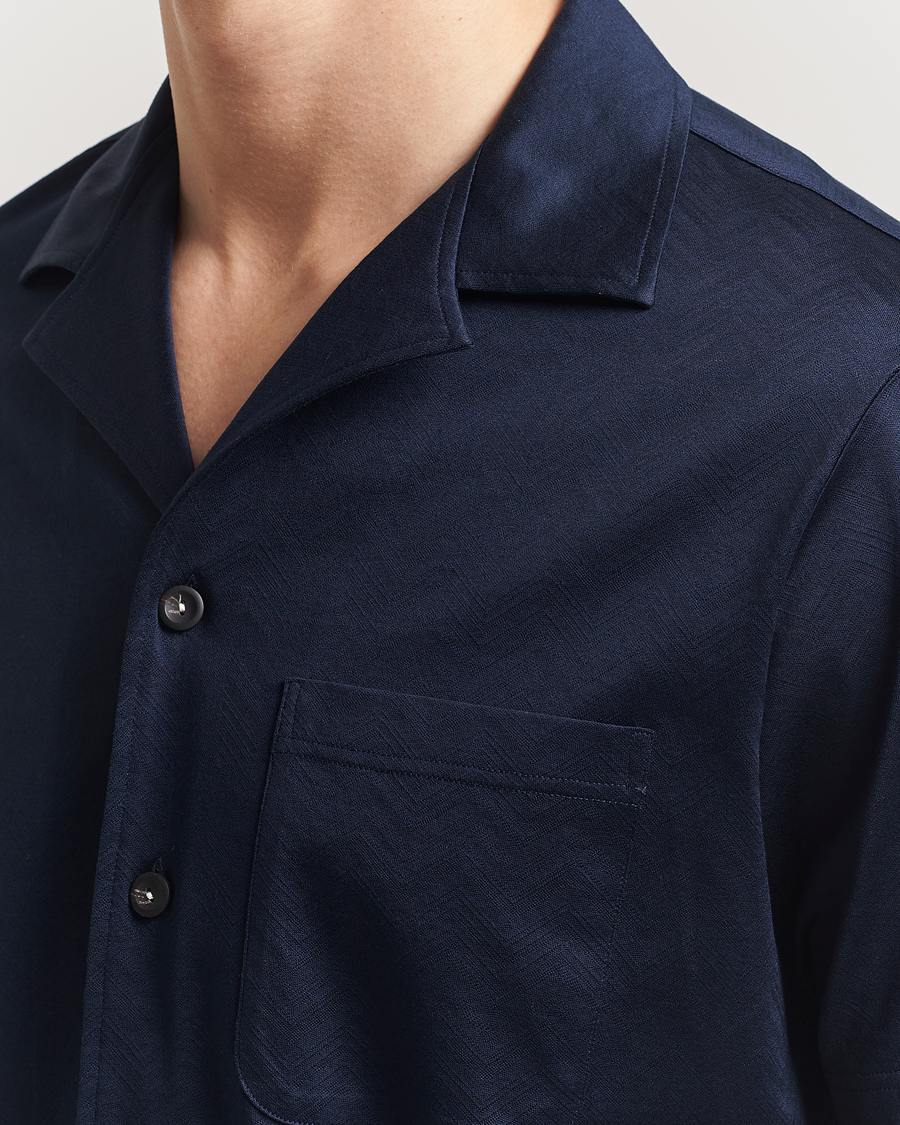 Heren | Overhemden | Eton | Filo Di Scozia Short Sleeve Shirt Navy Blue