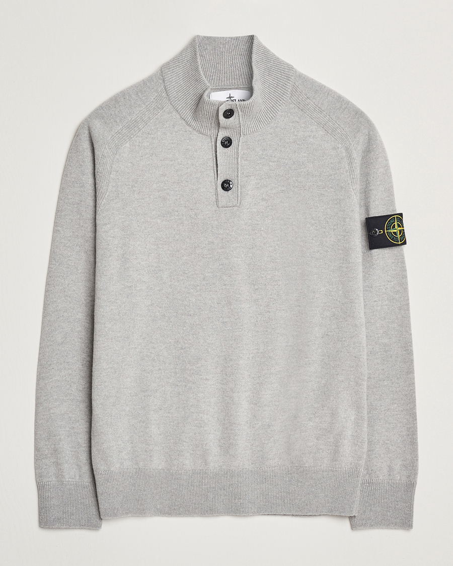 Heren | Truien | Stone Island | Knitted Geelong Wool Half Button Zip Melange Grey