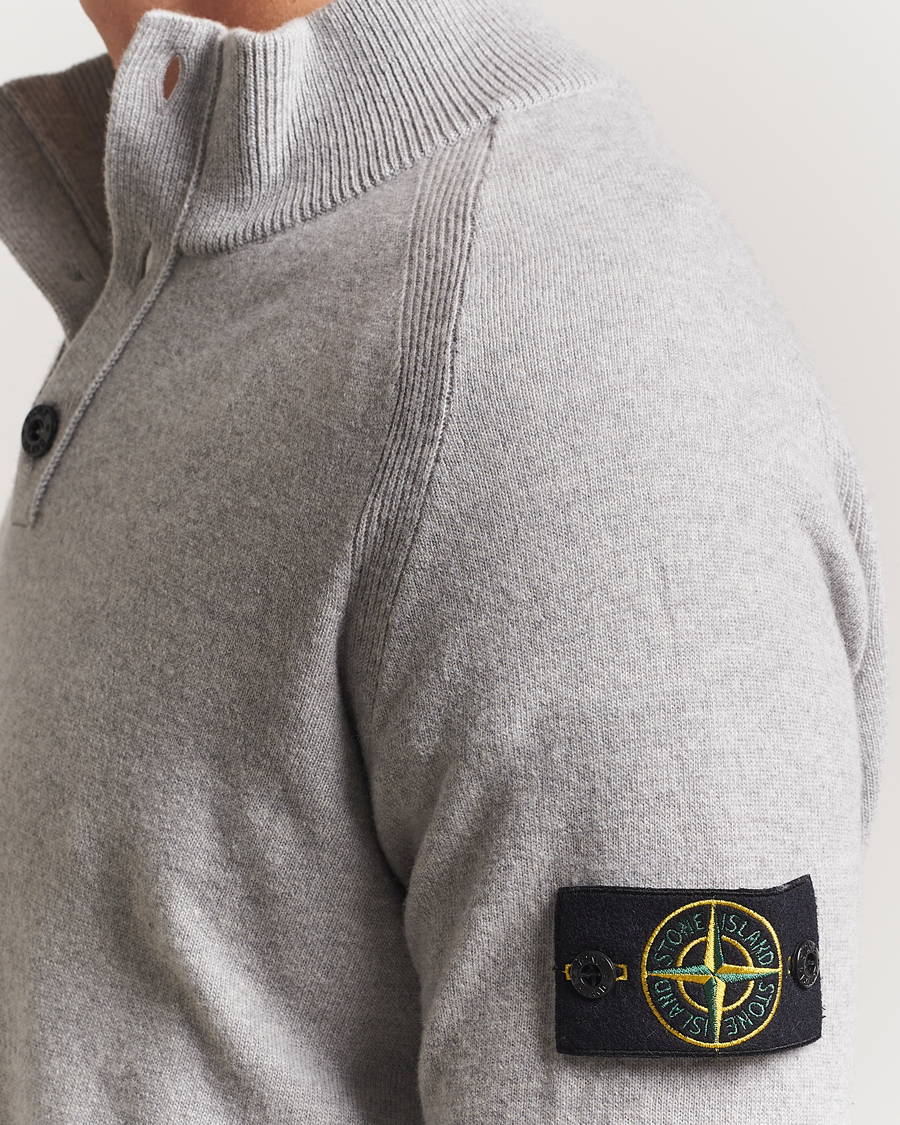 Heren | Truien | Stone Island | Knitted Geelong Wool Half Button Zip Melange Grey
