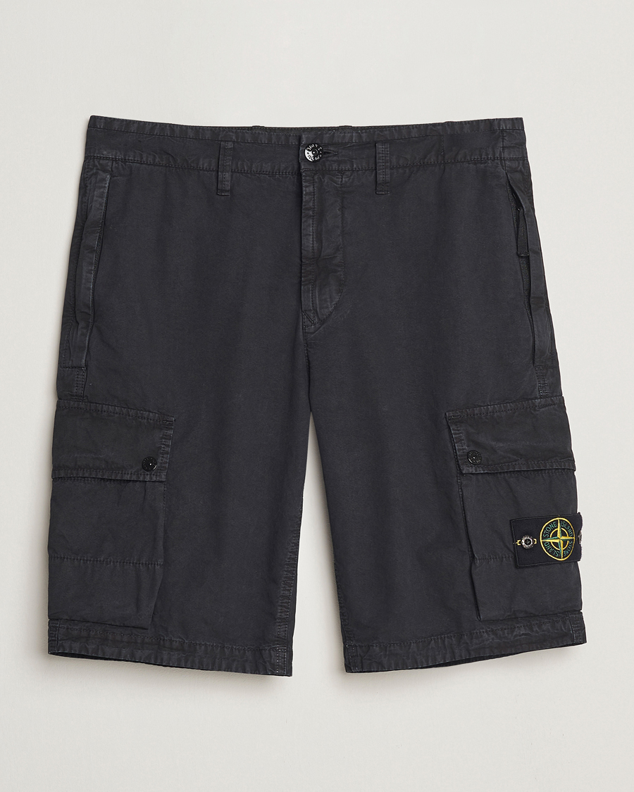 Heren | Korte broek | Stone Island | Brushed Cotton Canvas Cargo Shorts Black
