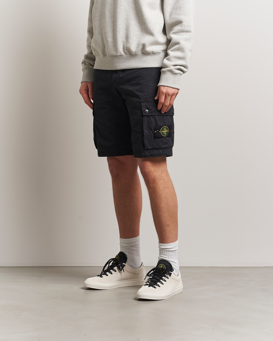 Heren | Korte broek | Stone Island | Brushed Cotton Canvas Cargo Shorts Black