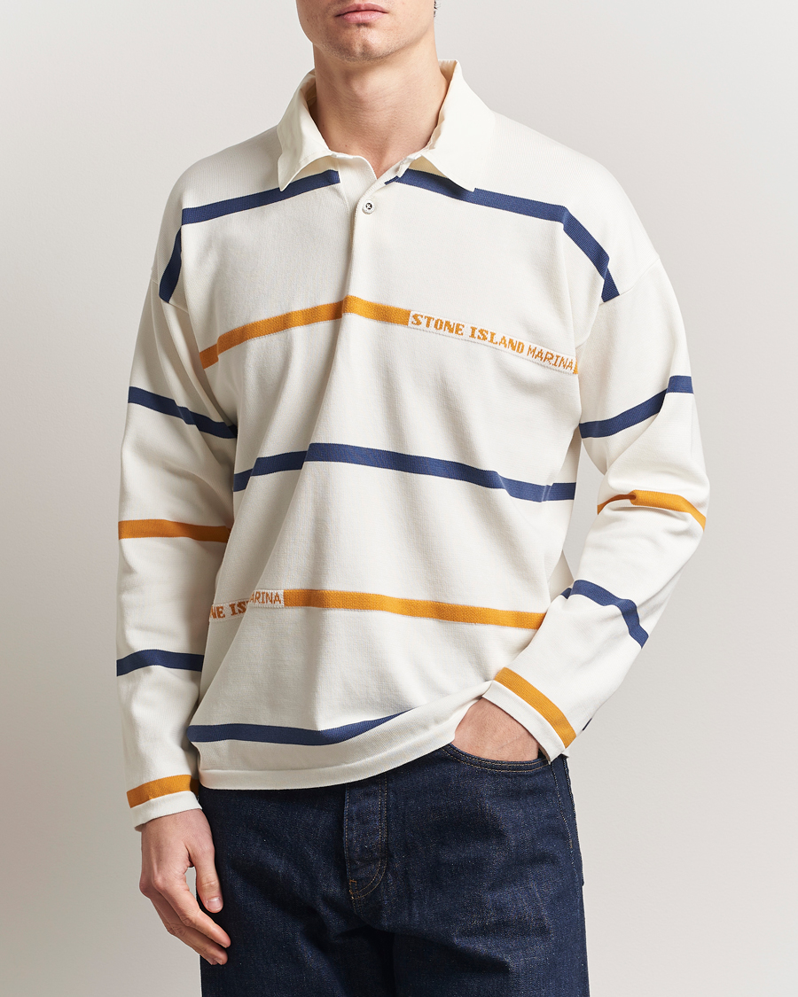 Heren | Truien | Stone Island | Marina Striped Cotton Rugby Ivory