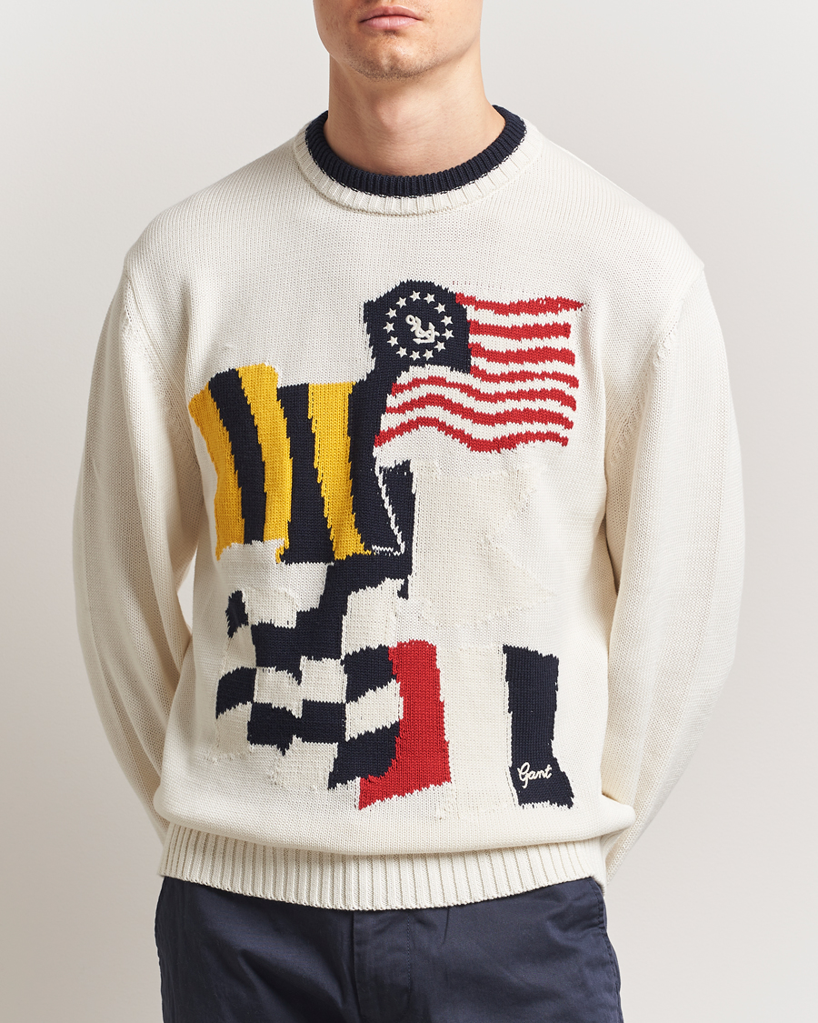 Heren | Truien | GANT | Flag Intarsia Knitted Sweater Eggshell