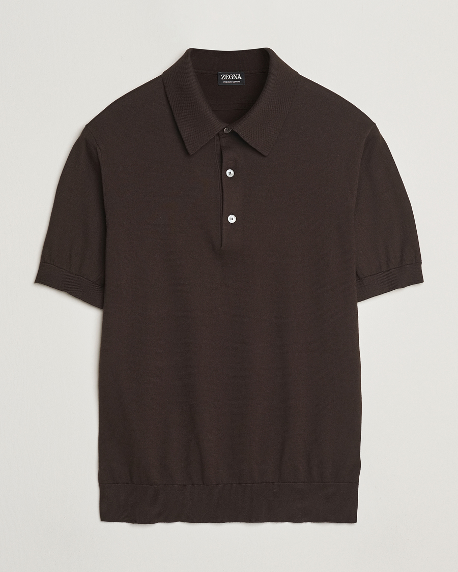 Heren | Truien | Zegna | Premium Cotton Knitted Polo Brown