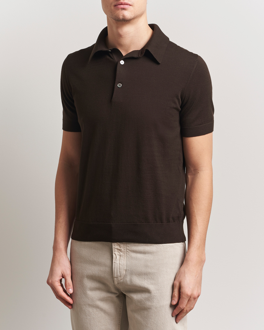 Heren | Truien | Zegna | Premium Cotton Knitted Polo Brown