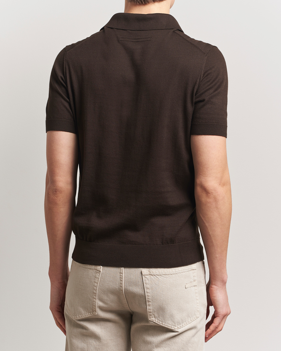 Heren | Truien | Zegna | Premium Cotton Knitted Polo Brown