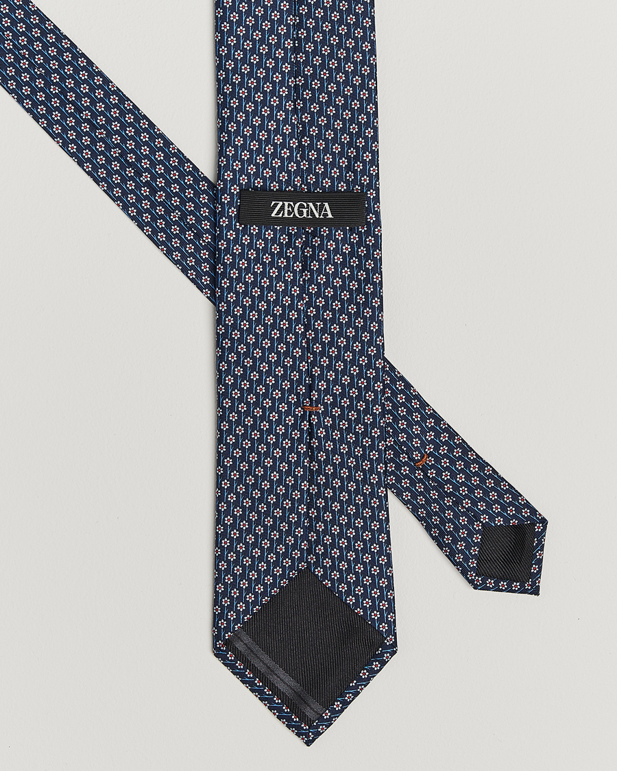 Heren | Stropdassen | Zegna | Printed Flower Silk Tie Navy