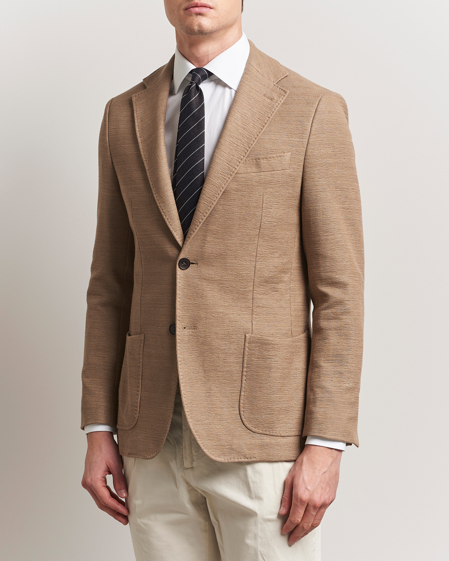 Heren | Blazers | Morris Heritage | Jersey Linen Jacket Beige