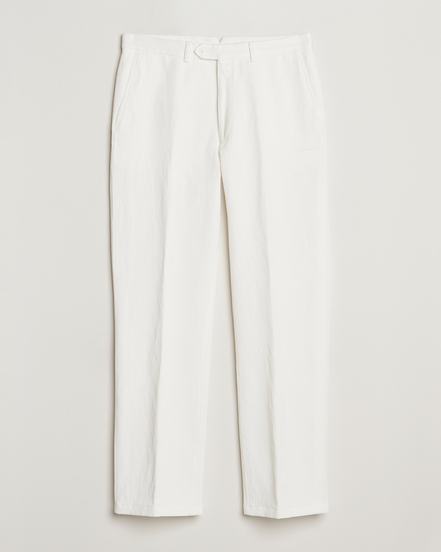 Heren | Broeken | Oscar Jacobson | Del Cotton/Linen Trousers White