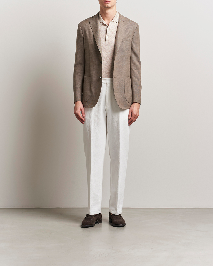 Heren | Broeken | Oscar Jacobson | Del Cotton/Linen Trousers White