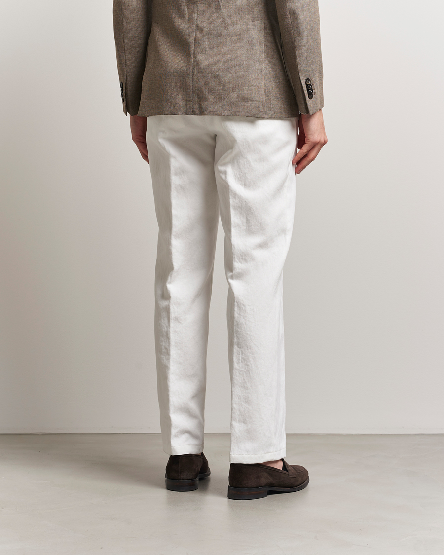 Heren | Broeken | Oscar Jacobson | Del Cotton/Linen Trousers White