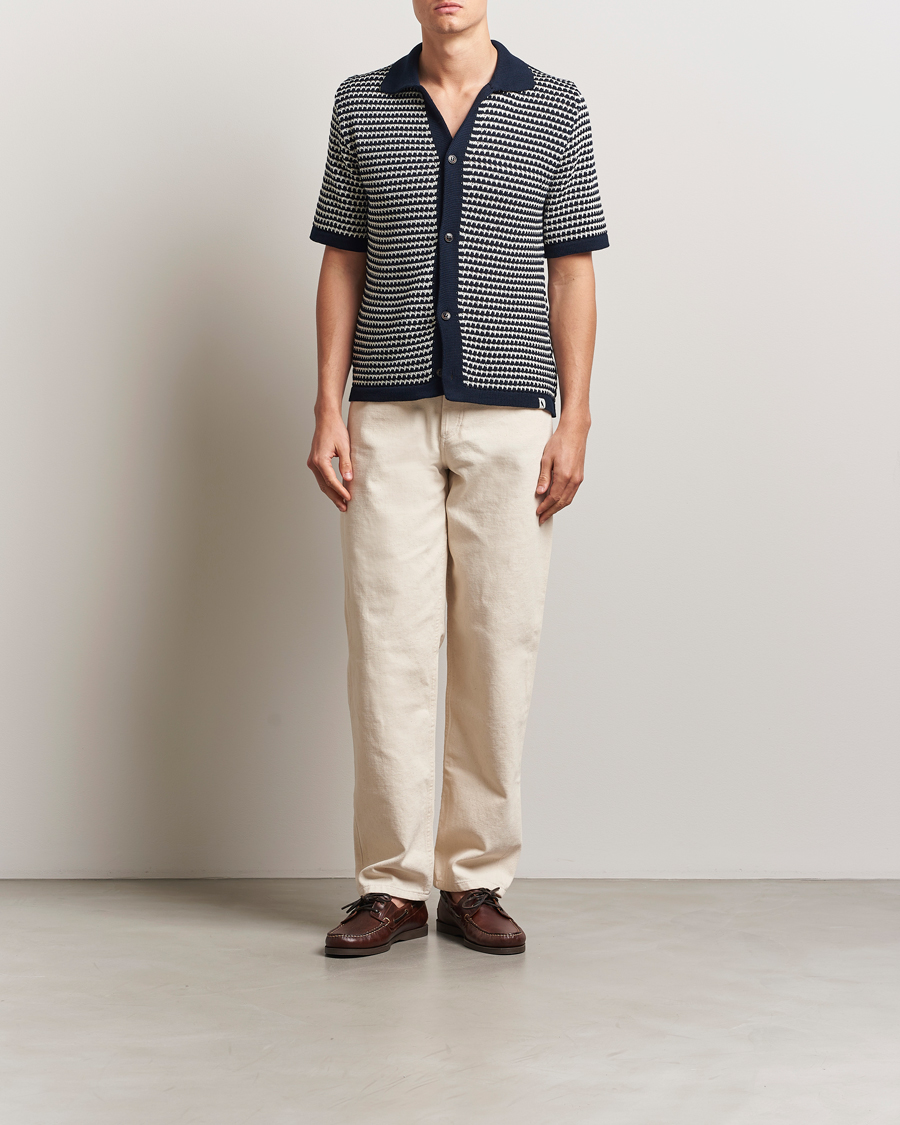 Heren | Overhemden | Peregrine | Island Crochet Knitted Shirt Navy