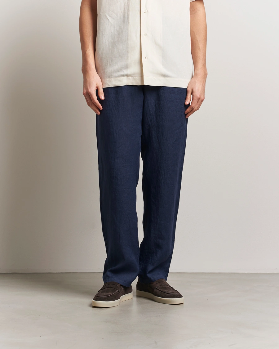 Heren | Broeken | Aspesi | Ventura Drawstring Linen Pants Navy