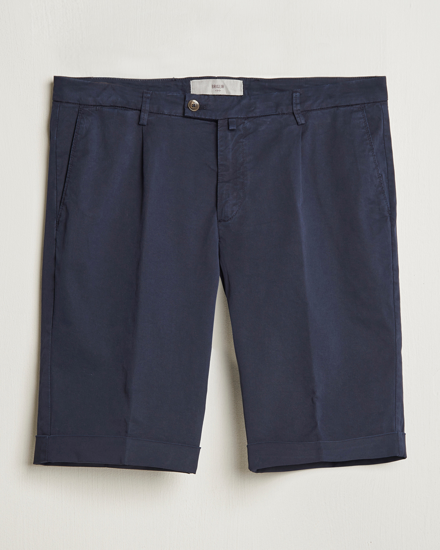 Heren | Korte broek | Briglia 1949 | Pleated Cotton Shorts Navy