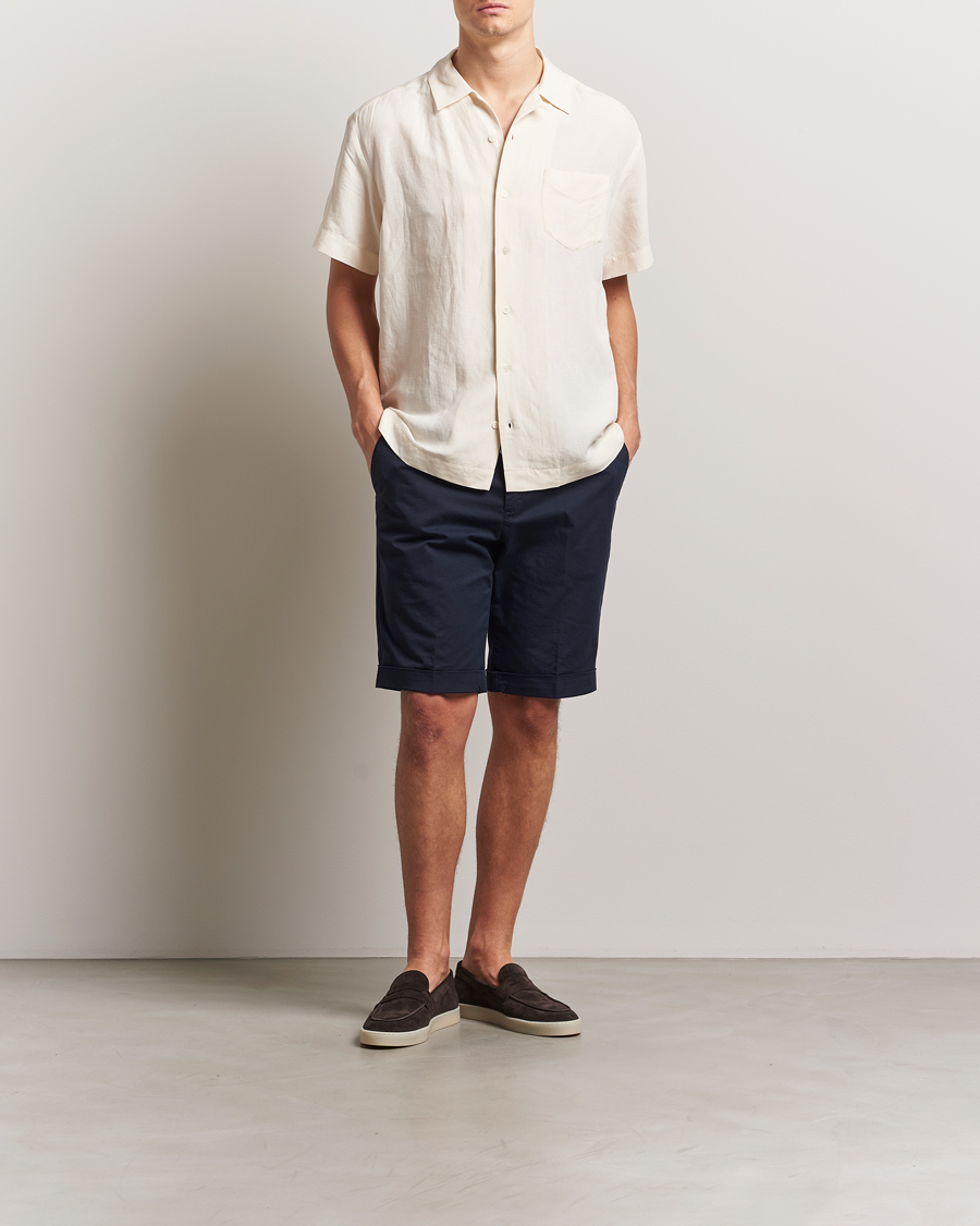 Heren | Korte broek | Briglia 1949 | Pleated Cotton Shorts Navy