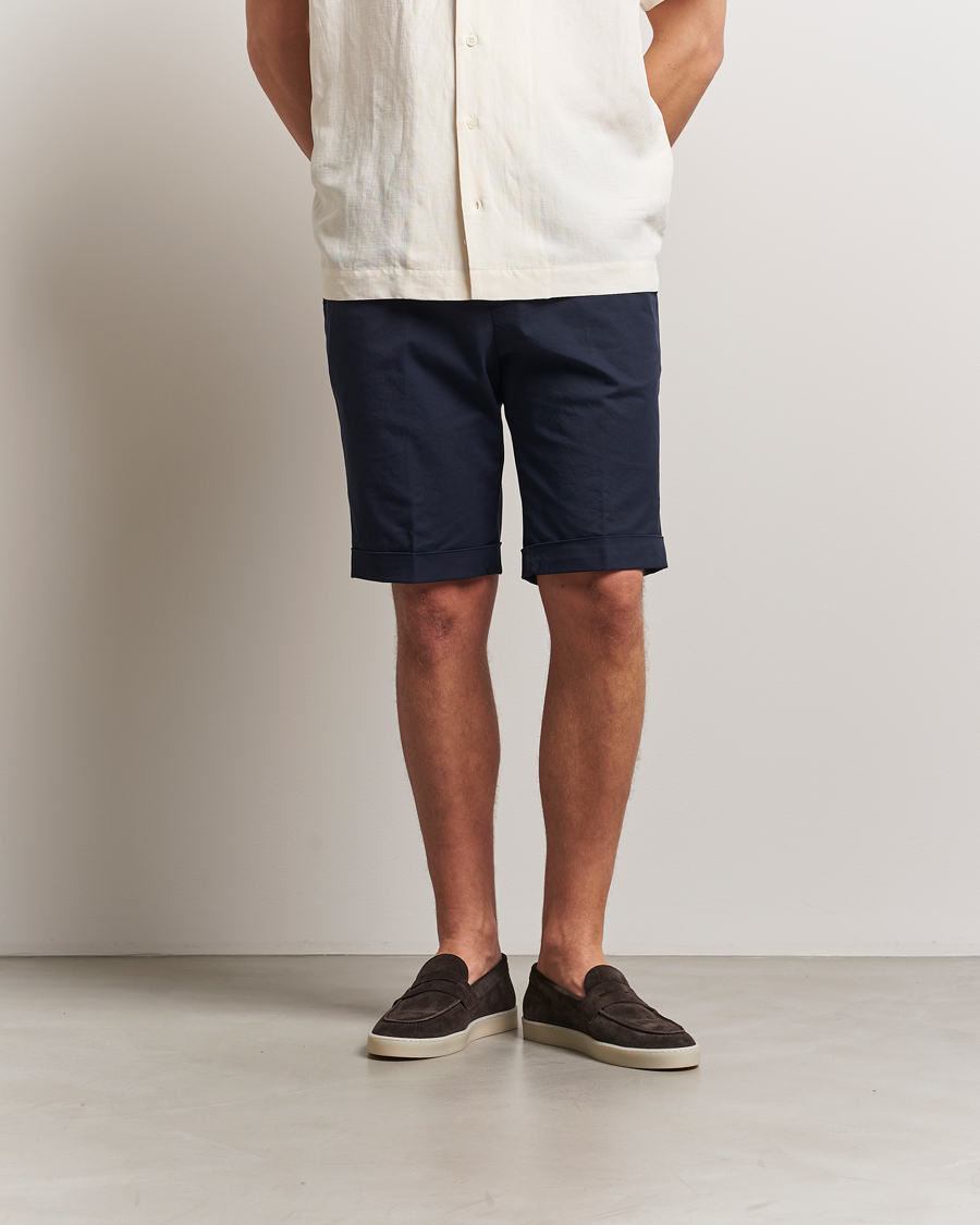Heren | Korte broek | Briglia 1949 | Pleated Cotton Shorts Navy