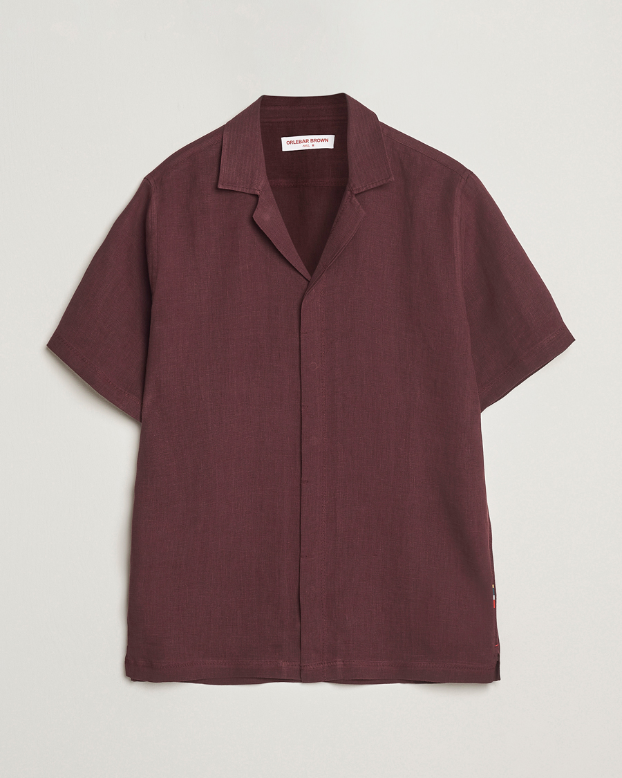 Heren | Overhemden | Orlebar Brown | Maitan II Short Sleeve Linen Shirt Damson