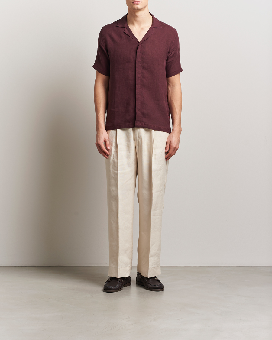 Heren | Overhemden | Orlebar Brown | Maitan II Short Sleeve Linen Shirt Damson