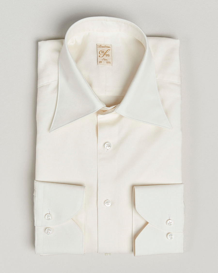 Heren | Overhemden | Stenströms | 1899 Slimline Cotton/Linen/Silk Shirt White