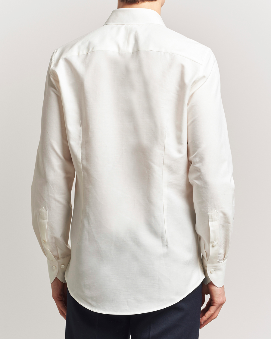 Heren | Overhemden | Stenströms | 1899 Slimline Cotton/Linen/Silk Shirt White