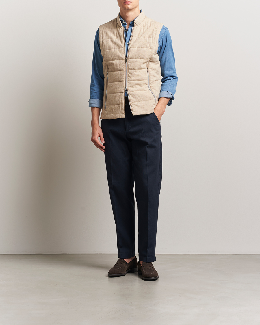 Heren | Gilets | Stenströms | Linen/Alcantar Vest Beige