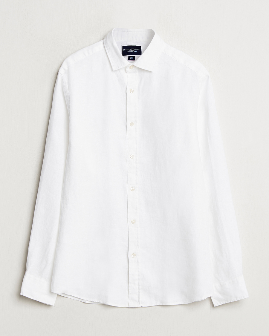 Heren | Overhemden | Charles Tyrwhitt | Pure Linen Slim Fit Shirt White