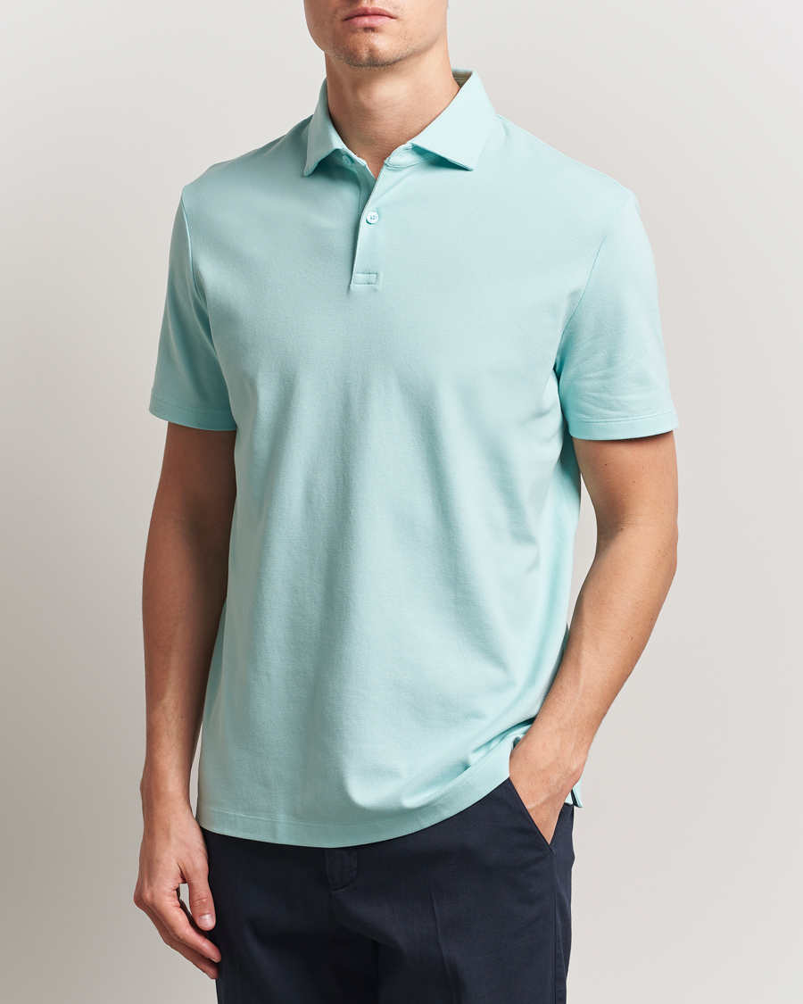 Heren | Polo's | Charles Tyrwhitt | Short Sleeve Cotton Pique Polo Aqua