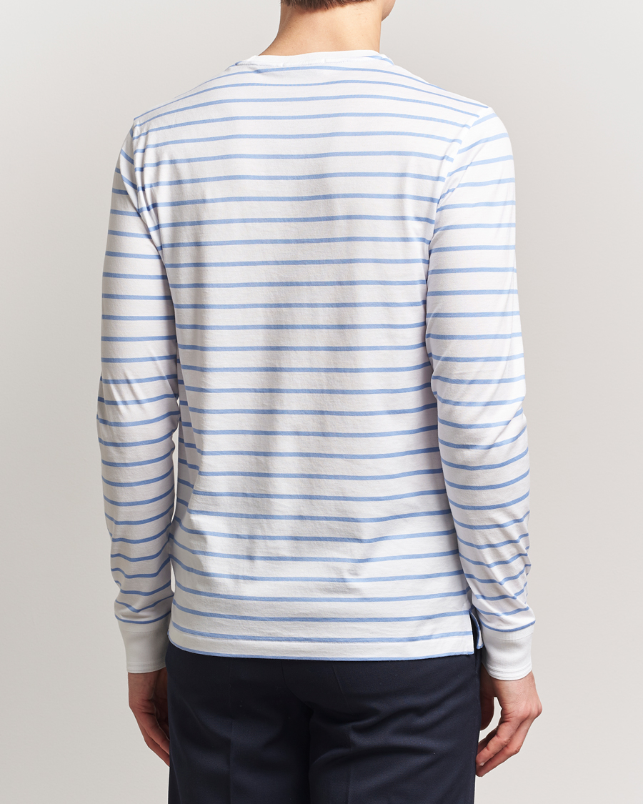 Heren | T-shirts | Ralph Lauren Purple Label | Long Sleeve Striped T-Shirt White/Cornflower