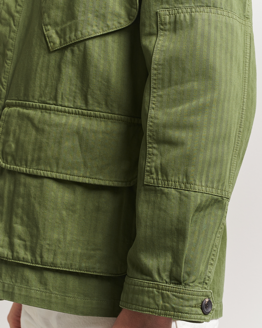 Heren | Jassen | Drake's | Herringbone Jungle Jacket Olive