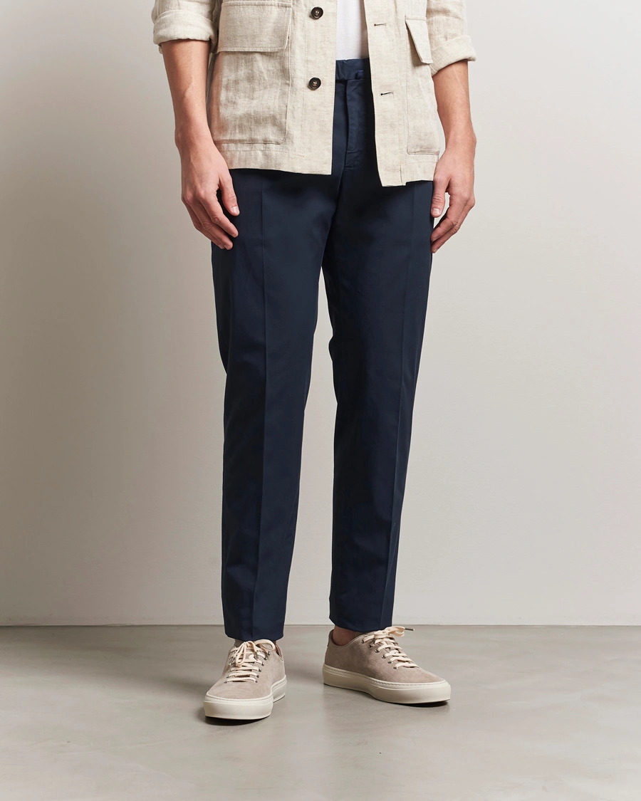 Heren | Broeken | Incotex | Slim Fit Comfort Chinos Navy