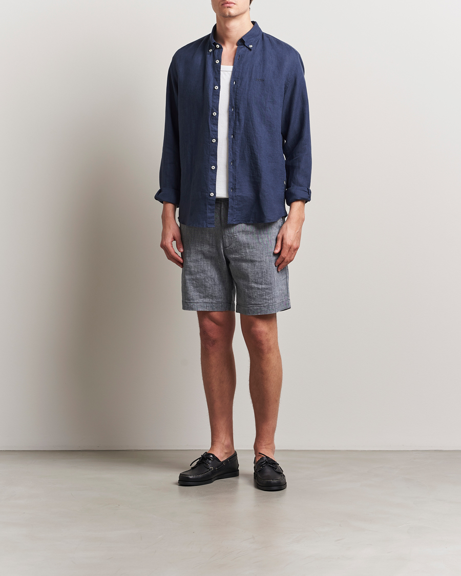 Heren | Overhemden | BOSS BLACK | Liam Linen Shirt Dark Blue