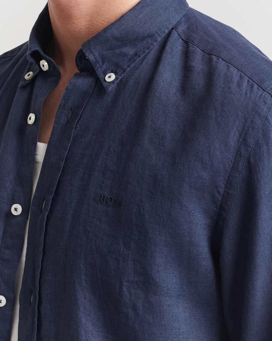 Heren | Overhemden | BOSS BLACK | Liam Linen Shirt Dark Blue